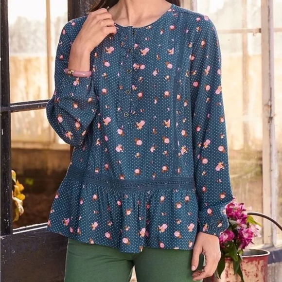 Matilda Jane Tops - Matilda Jane Dream a Little Dream Blue Floral Long Sleeve Blouse